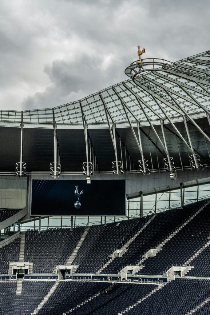 Tottenham Hotspur stadium, representing the sacking of Ange Postecoglou and the club’s post-Europa League collapse.