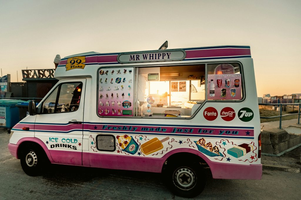 Ice cream van inspired by The KLF’s “Justified & Ancient” lyrics.